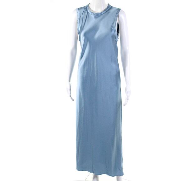 Zara Dresses & Skirts - Zara Womens Satin Sleeveless Crewneck Maxi Dress Blue Size L